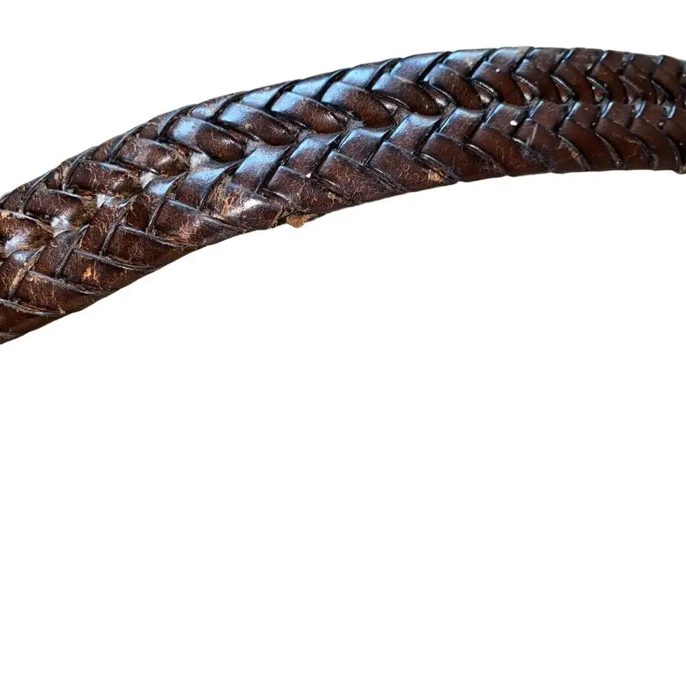 Fossil Genuine Leather Rope Belt Country Western Brown with gold hardware sz 38
